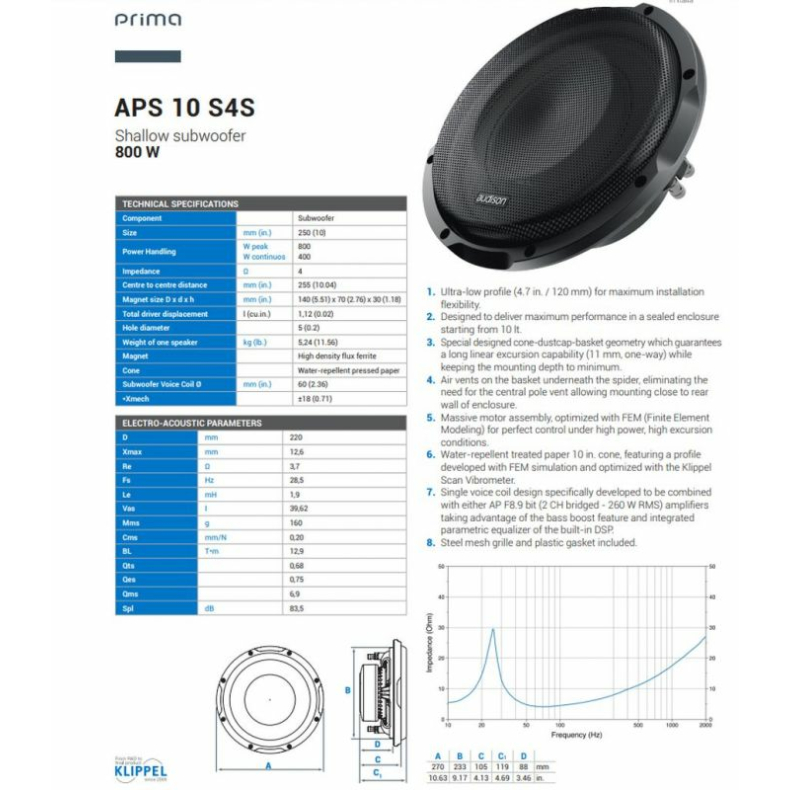 Субуфер Audison Prima APS 10 S4S - Image 6