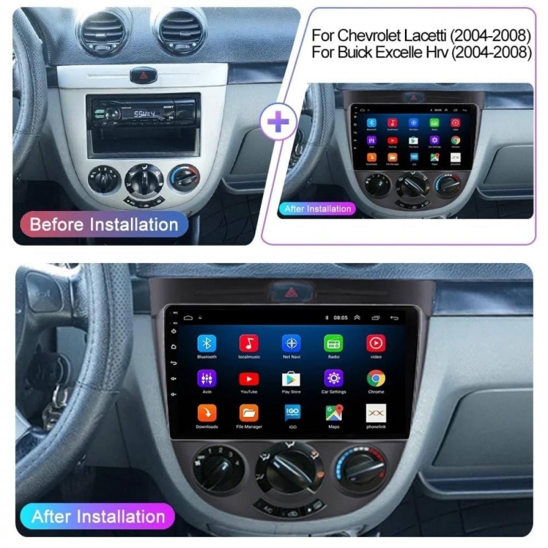 Мултимедия за Chevrolet Nubira Lacetti J200 (2004–2010) Daewoo Gentra 2 (2013-2015) 9″ - Климатик - Image 3