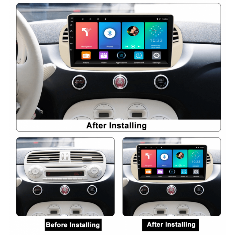 Мултимедия за Fiat 500 (2007-2015) 9" - Бежова - AND1 - Image 3