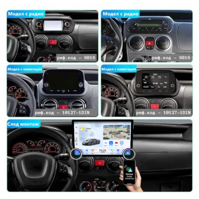 Мултимедия за Fiat Fiorino Citroen Nemo Peugeot Bipper (2008–2017) 11.5″ - 1DIN - Image 2