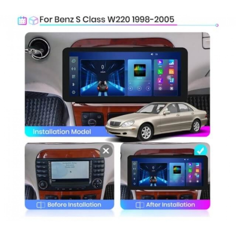 Мултимедия за Mercedes-Benz S Class W220 (1998-2005) 12.3" - Image 2