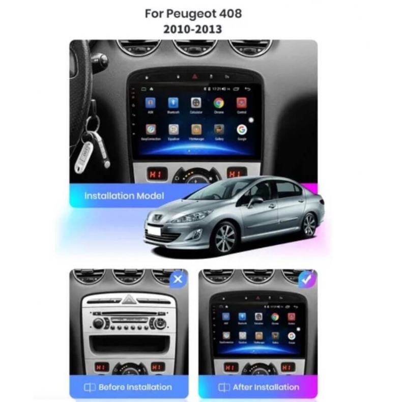 Мултимедия за Peugeot 308 408 (2008–2016 2007–2013) 9" - Черна - Image 3