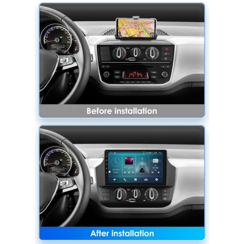 Мултимедия за Volkswagen UP! (2017-2023) Skoda Citigo Seat Mii (2020-2023) 9" - Климатик - Image 3