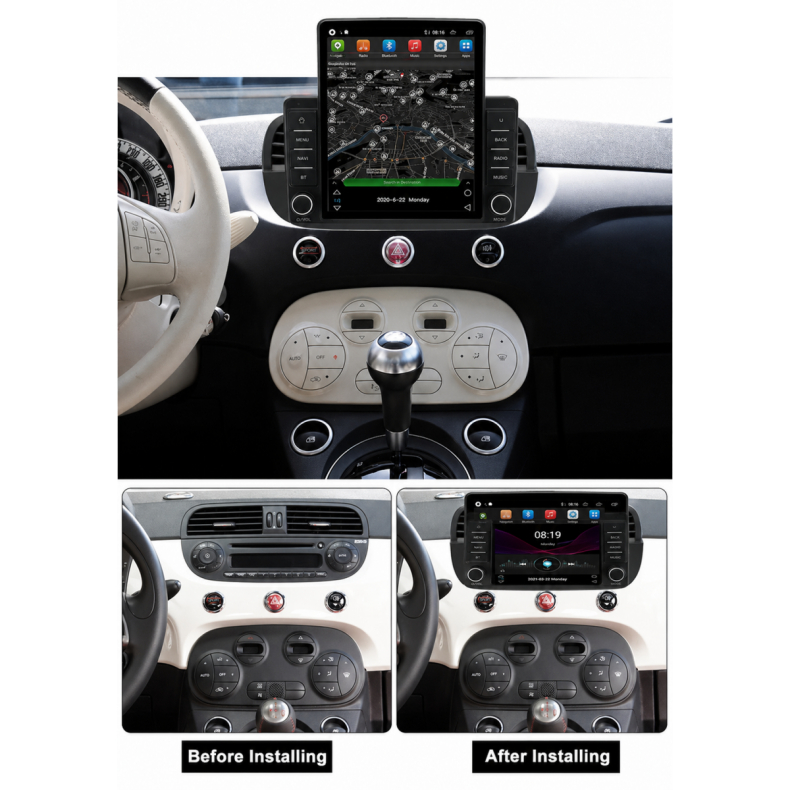 Мултимедия за Fiat 500 (2007-2015) 9.7" - Черна - 1DINPL - Вертикална - Image 2